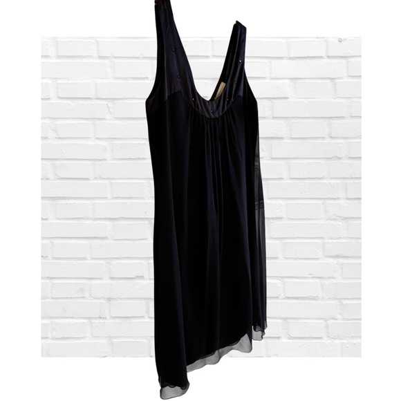 Jonathan Martin Sheer Overlay Black Silk Chemise Dress V Neck Whimsigoth Fairy - Picture 2 of 12